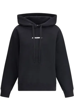 Jil Sander Sweathshirts & Hoodies, Dame, Sort, M, Minimalist Hoodie med Signaturprint