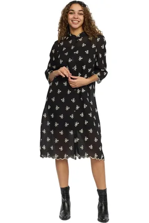 2-Biz Kjole, Dame, Sort, 2XL, Feminin Sort Skjorte med Broderede Detaljer