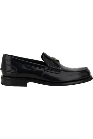Prada Sko, Herre, Sort, 39 1/2 EU, Uld, Trekantet Plakat Loafers