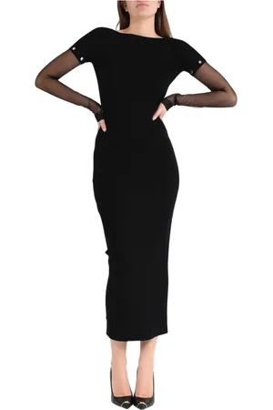 Sportmax Kjole, Dame, Sort, M, Polyester, Grace Lang Kjole i Strækviskose