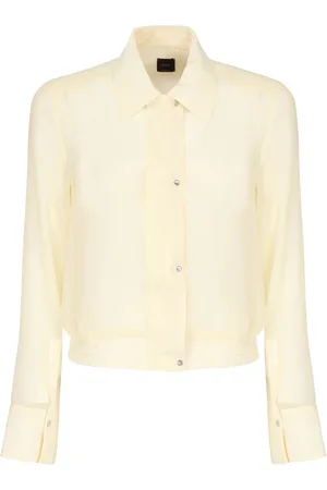 Pinko Bluser & Skjorter, Dame, Gul, 2XS, Polyester, Letvægts Georgette Skjorte i Bomber-Stil