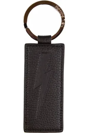 Neil Barrett Tilbehør, unisex, Sort, ONE SIZE, Læder, Herre Læder Nøglering