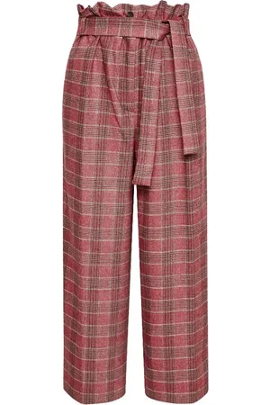 Pinko Bukser, Dame, Rød, S, Rød Flannel Bukser Prince of Wales