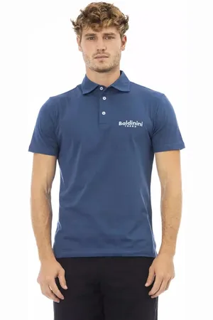 BALDININI Top, Herre, Blå, 3XL, Uld, Broderet Polo Skjorte til Mænd
