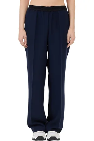 ERMANNO SCERVINO Bukser, Dame, Blå, L, Polyester, Elegant Blå Bukser med Elastisk Talje