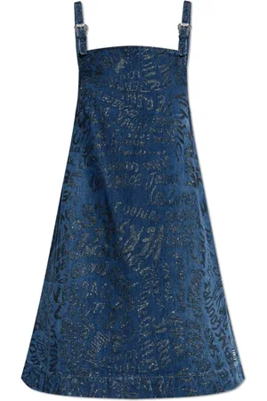 VERSACE Kjole, Dame, Blå, XS, Denim, Denim kjole med glitter finish