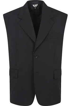 Comme des Garçons Jakke, Herre, Sort, M, Sort Ærmeløs V-Hals Blazer Vest
