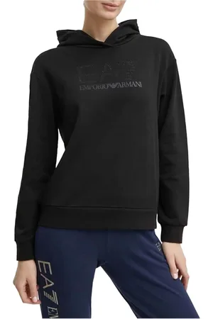 EA7 Sweathshirts & Hoodies, Dame, Sort, S, Bomuld, Let Hættetrøje - Regular Fit