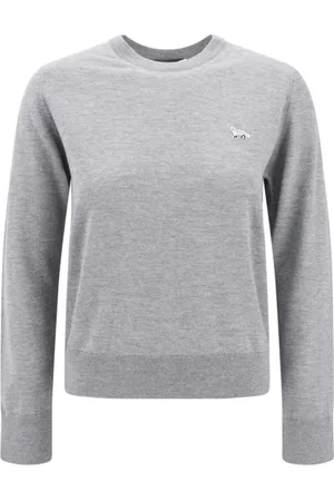 Maison Kitsuné Sweathshirts & Hoodies, Dame, Grå, L, Uld, Baby Fox Uldtrøje