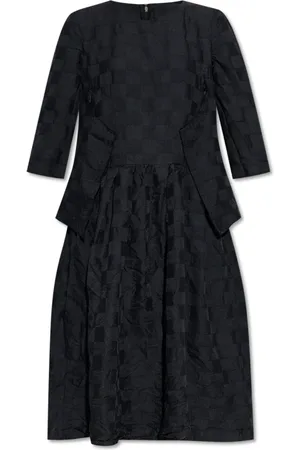 Comme des Garçons Kjole, Dame, Sort, M, Uld, Kjole med ternemønster