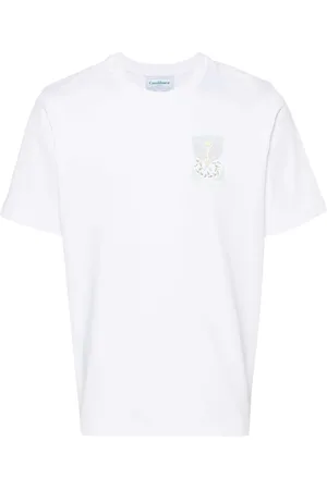 Casablanca Top, Herre, Hvid, 2XL, Bomuld, Logo Print Crewneck T-shirt