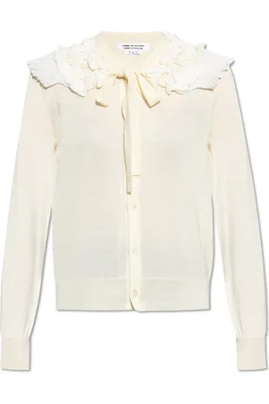 Comme des Garçons Strik, Dame, Gul, S, Uld, Cardigan med krave