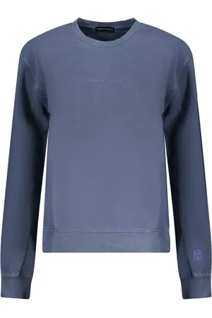 North Sails Sweathshirts & Hoodies, Dame, Blå, S, Bomuld, Præget Logo Crew Neck Sweater