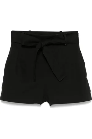 Moncler Shorts, Dame, Sort, XS, Uld, Sort Plisseret Shorts med Binde Talje