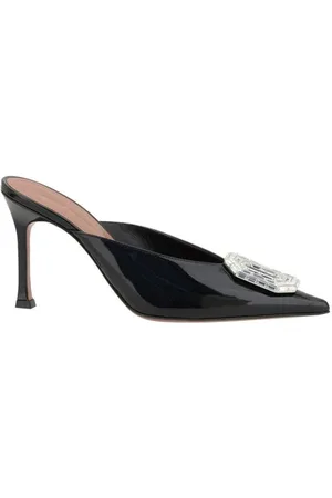 Amina Muaddi Sko, Dame, Sort, 36 1/2 EU, Læder, Rhinestone Stiletto Heel Pumps