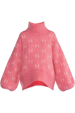 Hest Strik, Dame, Lyserød, L, Uld, Kort Sweater Chateau Rose