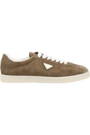 Prada Sko, Herre, Brun, 39 1/2 EU, Suede, Suede Lace-Up Sneakers