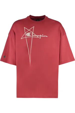 Rick Owens Top, Herre, Rød, S, Bomuld, Tommy T Bomuld T-shirt med Logo Patch
