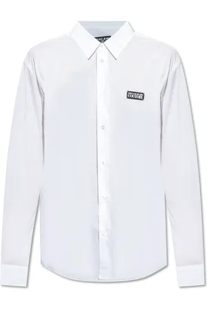VERSACE Skjorte, Herre, Hvid, XL, Bomuld, Skjorte med logo applikation
