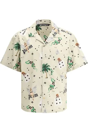 Palm Angels Skjorte, Herre, Flerfarvet, S, Bomuld, Retro Pin Up Bowling Skjorte