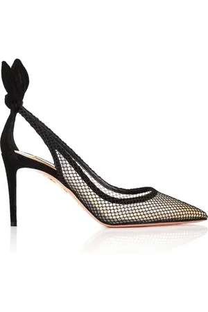 Aquazzura Sko, Dame, Sort, 38 EU, Suede, Elegant Mid-Heel Suede Pumps