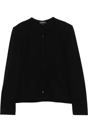 Emporio Armani Sweathshirts & Hoodies, Dame, Sort, M, Sort Lynlås Jakke med Crew Neck