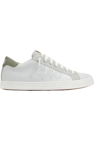 P448 Sko, Herre, Hvid, 41 EU, Læder, Hvide Lædersneakers med Ruskindsdetaljer