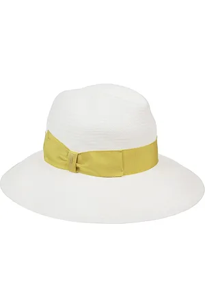 Borsalino Tilbehør, Dame, Hvid, L, Gul bredskygget stråhat