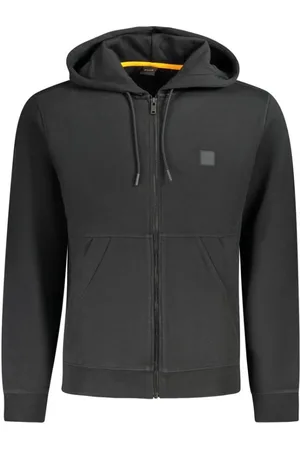 HUGO BOSS Sweathshirts & Hoodies, Herre, Sort, M, Bomuld, Sort hættetrøje med broderi
