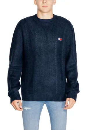 Tommy Hilfiger Strik, Herre, Blå, M, Uld, Striktrøje Efterår/Vinter Kollektion