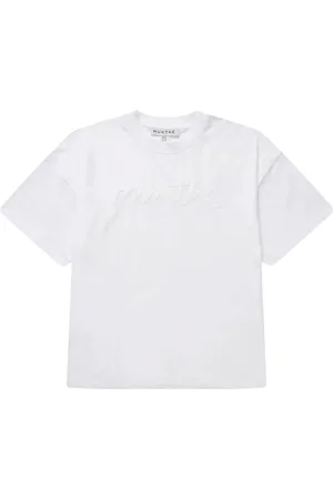 Munthe Top, Dame, Hvid, M, Bomuld, Blød Tee med Broderet Logo