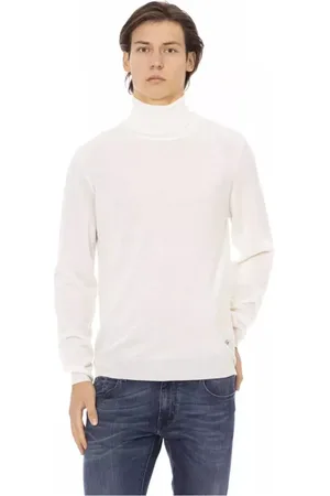 BALDININI Strik, Herre, Hvid, S, Uld, Hvid Stof Turtleneck Sweater