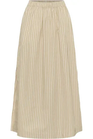 Soaked in Luxury Nederdel, Dame, , XS, Uld, Stribet Maxi Nederdel med Elastik Talje