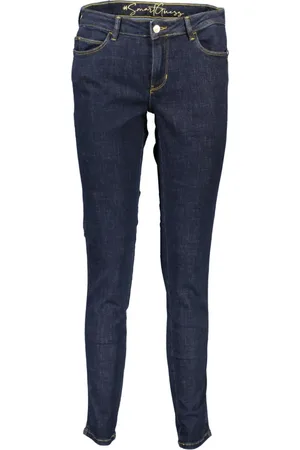Guess Jeans, Dame, Blå, W25 L30, Bomuld, Blå Skinny Jeans med Logo