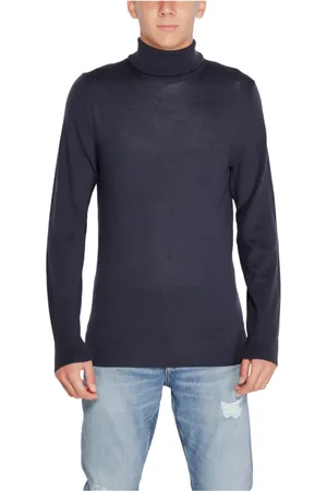 Calvin Klein Strik, Herre, Blå, 2XL, Uld, Merino Wool Turtle Neck Sweater