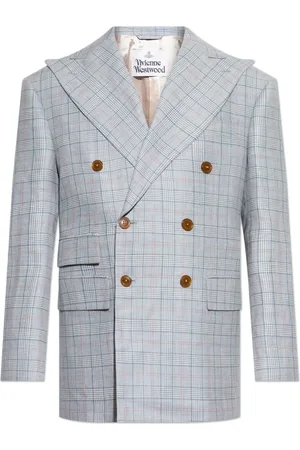 Vivienne Westwood Jakke, Herre, Blå, M, Uld, Blazer med ternet mønster
