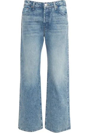 Mother Jeans, Dame, Blå, W29, Bomuld, Blå Wide-Leg Jeans Lil Dodger Button
