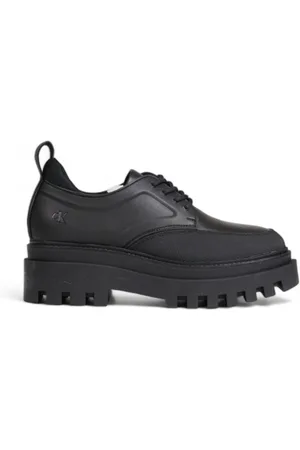 Calvin Klein Sko, Dame, Sort, 39 EU, Polyester, Laceup Flatform Sko Samlingssammensætning