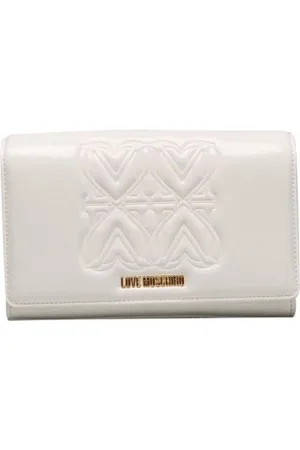 Moschino Taske, Dame, Hvid, ONE SIZE, Uld, Kæde Skuldertaske med Logo