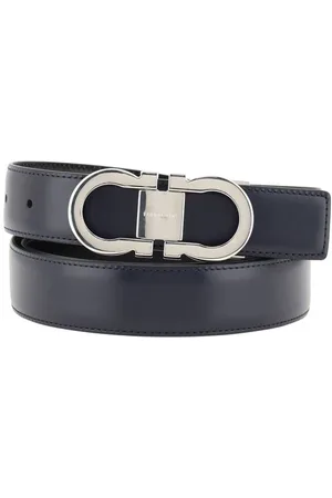 Salvatore Ferragamo Tilbehør, Herre, Sort, 110 CM, Læder, Vendbar Læderbælte med Ikonisk Spænde