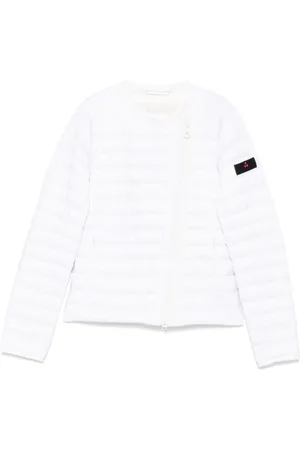 Peuterey Jakke, Dame, Hvid, S, Uld, Hvid Lynlåsfrakke med Logopatch
