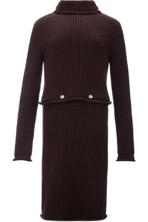 Bottega Veneta Kjole, Dame, Brun, S, Elegant Brunt Viskosekjole