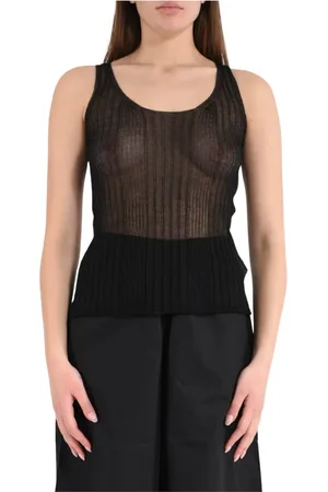 Roberto Collina Top, Dame, Sort, M, Bomuld, Tie and Dye Strikket Tank Top
