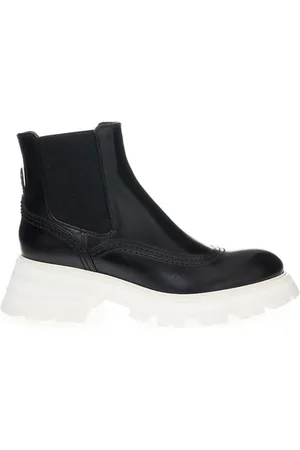 Alexander McQueen Sko, Dame, Sort, 36 1/2 EU, Uld, Sort Læderstøvle Stilfuldt Design