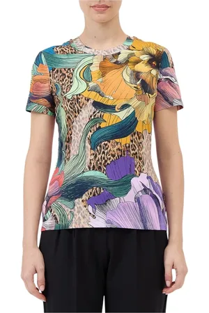 Roberto Cavalli Top, Dame, Flerfarvet, S, Bomuld, Multifarvet Jersey Stretch T-shirt