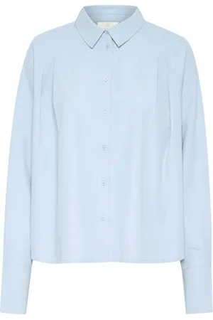 Kaffe Bluser & Skjorter, Dame, Blå, XS, Blød Chambray Skjortebluse