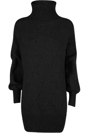 YES ZEE BY ESSENZA Kjole, Dame, Sort, XL, Ternede Ribstrikket Turtleneck Kjole