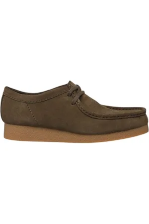 Clarks Sko, Herre, Grøn, 42 EU, Moderne Wallabee Stil Sko
