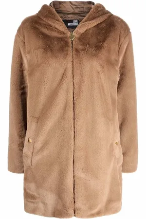 Moschino Jakke, Dame, , S, Faux Fur, Faux Fur Hættefrakke