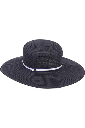 Borsalino Tilbehør, Dame, Blå, M, Blå stråhat med logo bånd